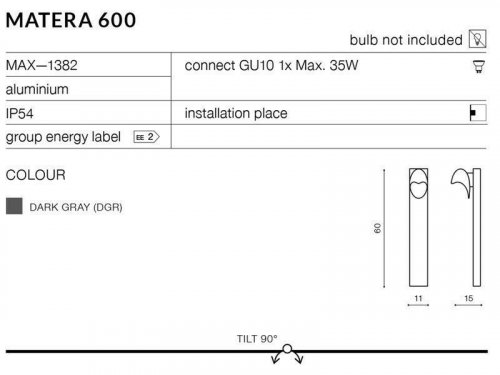 Парковий світильник Azzardo AZ2185 Matera 600 (dark grey) (MAX—1382-DGR)