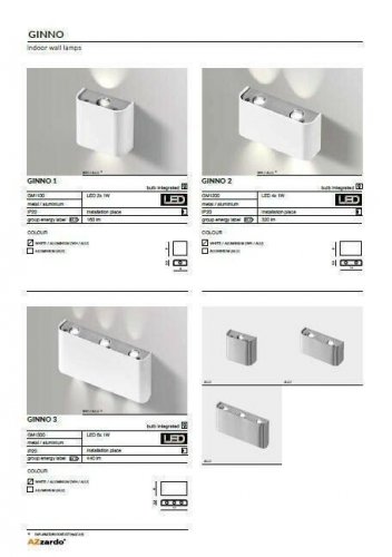 Бра  Azzardo  AZ0765  Ginno  2  (aluminium)  (GM1200-ALU)  (76067)