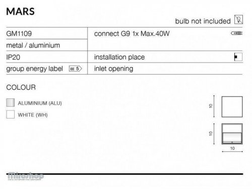Бра Azzardo AZ0895 Mars wall (aluminium) (GM1109-ALU) (76087)