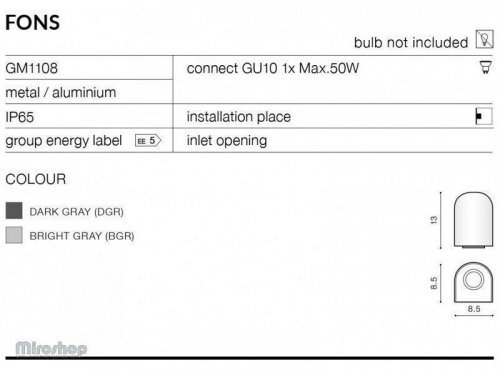 Вуличний світильник Azzardo AZ0890 Fons (bright grey) (GM1108-BGR) (76063)