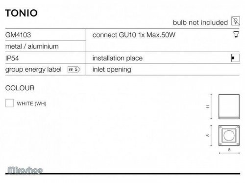 Вуличний світильник Azzardo AZ0870 Tonio (white) (GM4103-WH) (76183)
