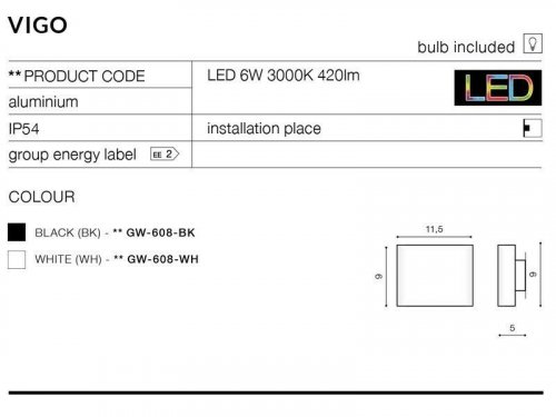 Настенный светильник Azzardo AZ2202 Vigo (white) (GM1104-WH)