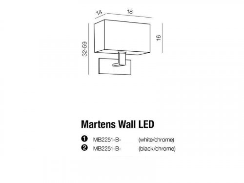 Бра Azzardo AZ1526 Martens wall LED (white) (MB2251-B-LED-R-WH) (15977)