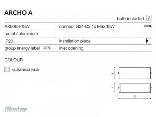 Бра  Azzardo  AZ0326  Archo  2A  (AX6068-18W-CH-WH)  (76018)