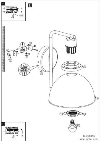 Настенный светильник Eglo 98385 BELESER (26329)