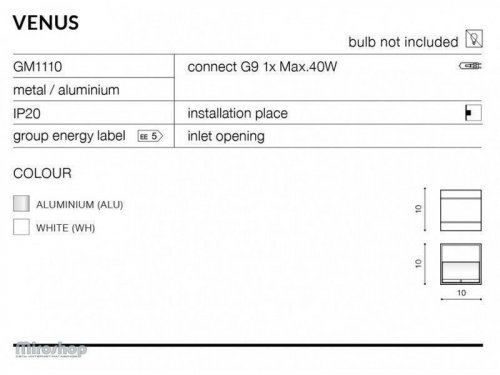 Бра Azzardo AZ0893 Venus (aluminium) (GM1110-ALU) (76184) 