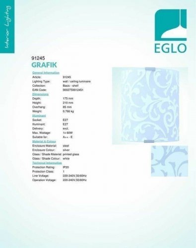 Світильник настінний Eglo 91245 Grafik (42333)