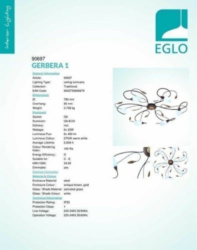 Люстра Eglo 90697 Gerbera 1 (32676) 