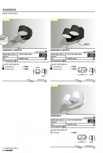 Настенный светильник Azzardo AZ2565 Ramona 1 Switch (black)