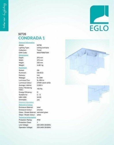 Люстра Eglo 92726 Condrada 1 (57917)