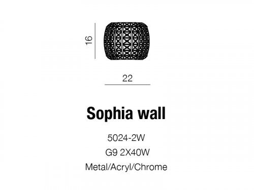 Настенный светильник Azzardo AZ2520 Sophia wall (5024-2W crystal/metal/chrome)