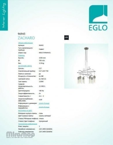 Люстра Eglo 96943 Zacharo (95881)