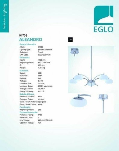 Люстра Eglo 91753 Aleandro