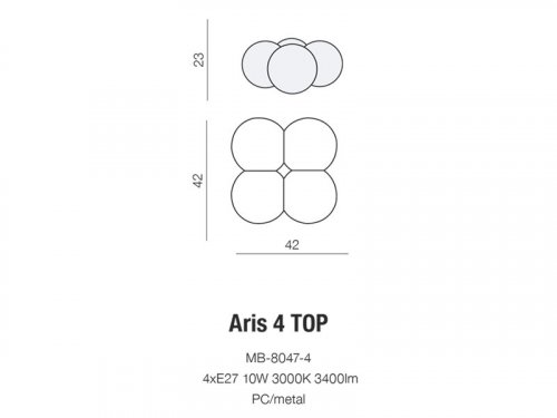 Настенный светильник Azzardo AZ2055 Aris 4 top (white) (MB-8047-4)