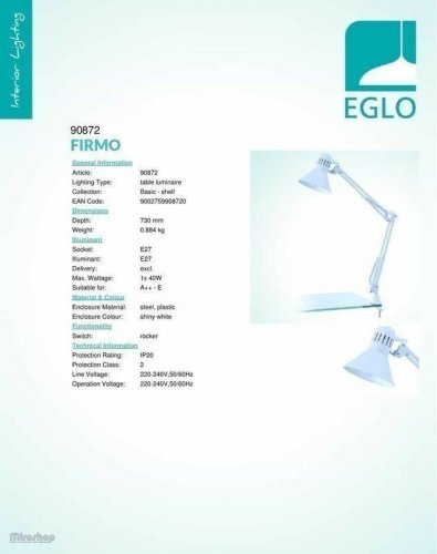 Настольная лампа Eglo 90872 Firmo (35981)
