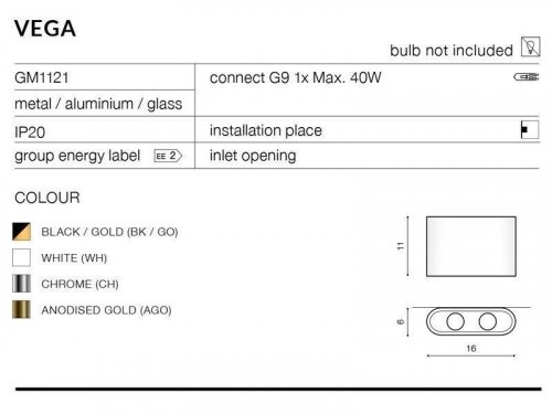 Настінний світильник Azzardo AZ1758 Vega (chrome) (GM1121-CH) (15339)