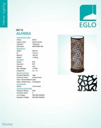 Настільна лампа Eglo 89116 Almera (35257)