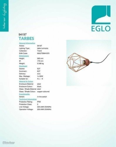 Настільна лампа Eglo 94197 Tarbes (82774)