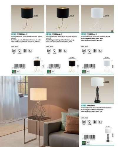 Настольная лампа Eglo 95185 Pedregal 1 (89314)