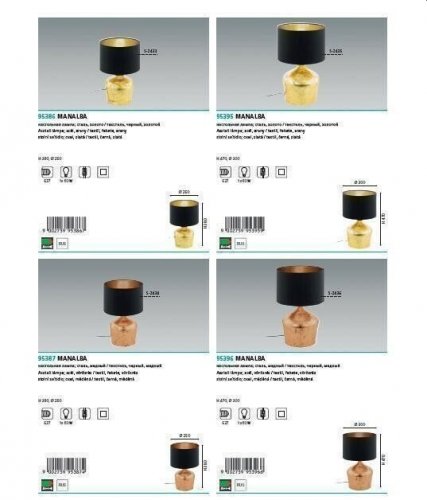 Настільна лампа Eglo 95386 Manalba (89320)