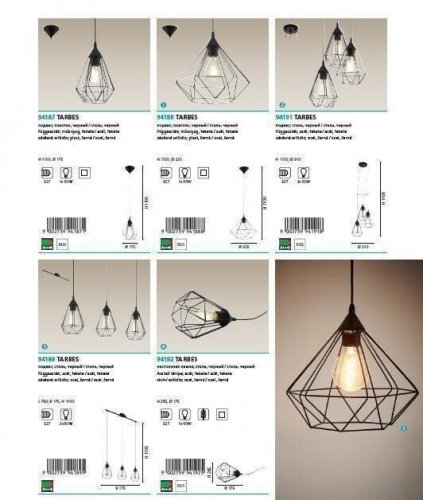Светильник подвесной Eglo 94188 Tarbes (82766)