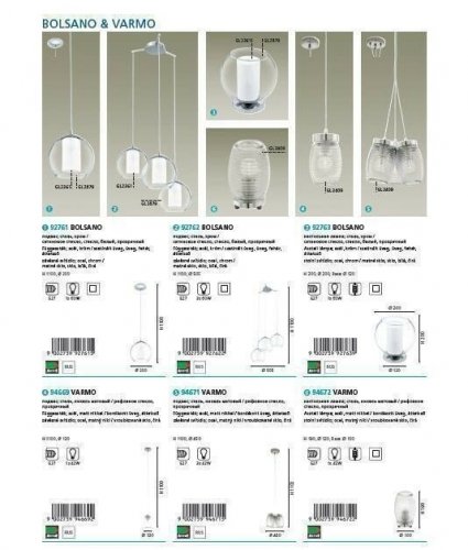 Светильник подвесной Eglo 92762 Bolsano (57937)