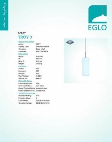 Світильник підвісний Eglo 85977 Troy 3 (33908)