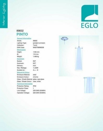 Світильник підвісний Eglo 89832 Pinto (33977) 