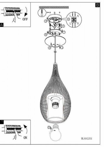 Светильник подвесной Eglo 92252 Razoni (44333)