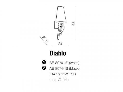 Бра Azzardo AZ1343 Diablo (black) (AB8074-1S-BK-CH) (15362)