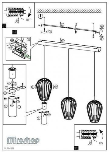 Підвісний світильник Eglo 94339 Vencino (82863)