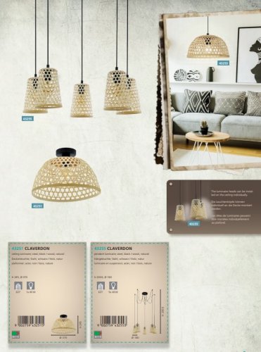 Подвесной светильник Eglo 43255 CLAVERDON (26083)