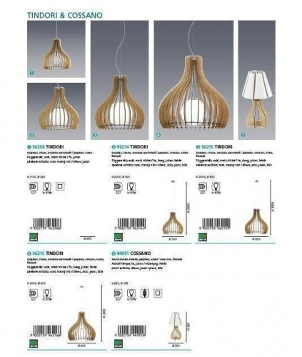 Подвесной светильник Eglo 96214 Tindori (89293)