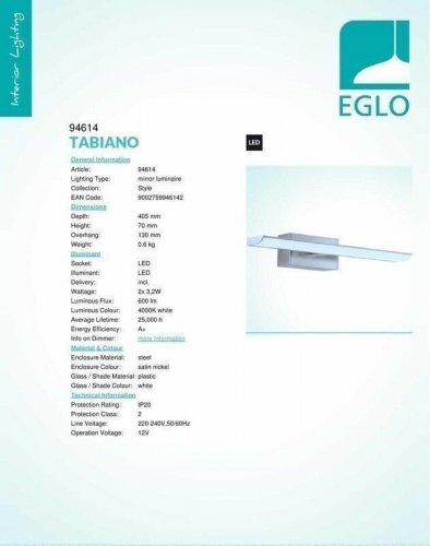 Підсвічування для картин Eglo 94614 Tabiano (83028)