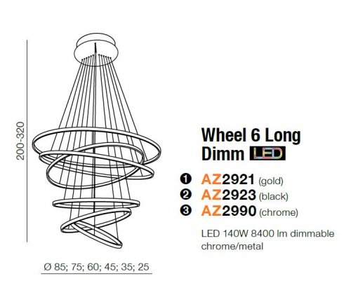Люстра Azzardo AZ2923 Wheel 6 Long Dimm (black)