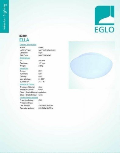 Светильник  потолочный  Eglo  83404  Ella  (36583)