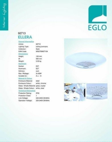 Стельовий світильник Eglo 92713 Ellera (44467)
