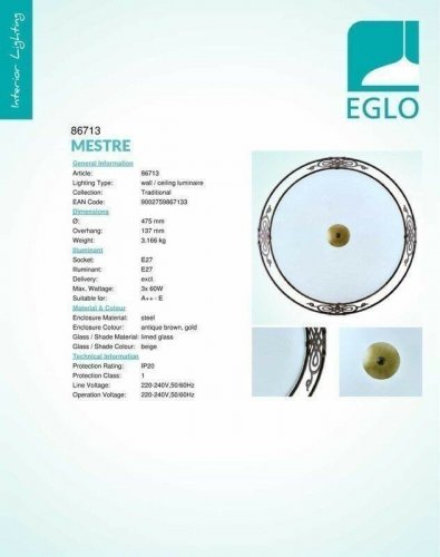 Стельовий світильник Eglo 86713 Mestre (32529)