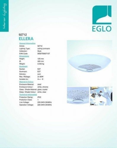 Потолочный  светильник  Eglo  92712  Ellera  (44466)