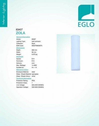 Стельовий світильник Eglo 83407 Zola (36195) 
