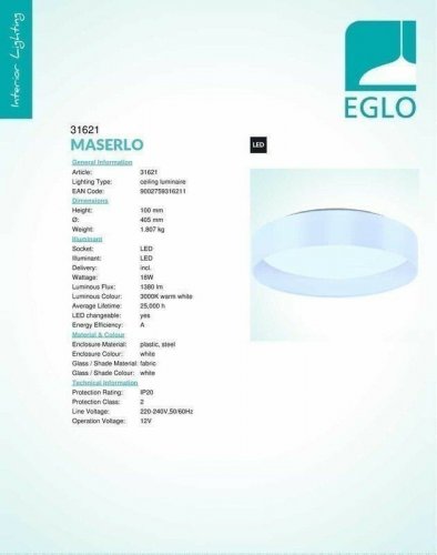 Стельовий світильник Eglo 31621 Maserlo (75106)