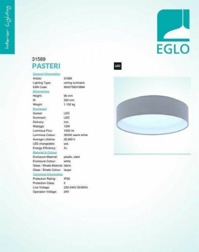 Потолочный светильник Eglo 31589 Pasteri (75079)