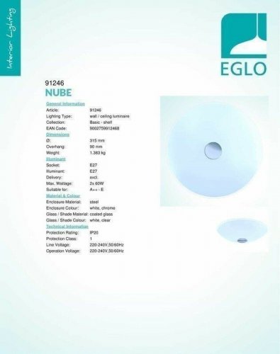 Светильник потолочный Eglo 91246 Nube (42325)