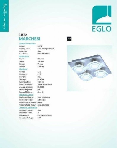 Стельовий світильник Eglo 94572 Marchesi