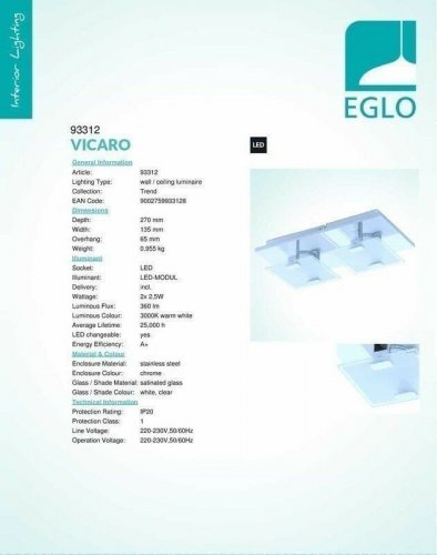 Потолочный светильник Eglo 93312 Vicaro (69235)