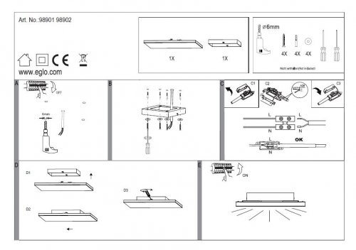 Потолочный светильник Eglo 98901 TURCONA