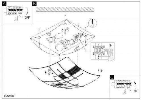 Світильник стельовий Eglo 90383 Raya 1 (36664) 