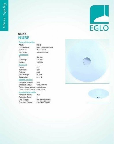 Светильник потолочный Eglo 91248 Nube (42327)