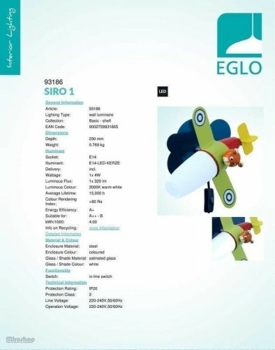 Бра Eglo 93186 Siro 1