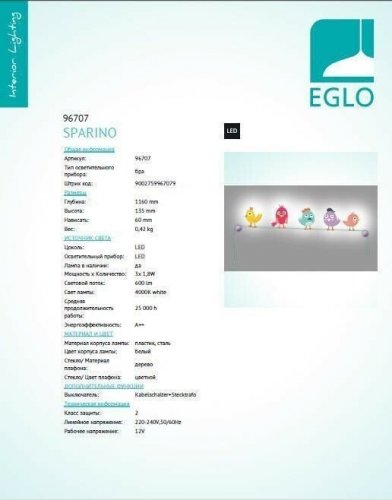 Бра Eglo 96707 Sparino (96144)